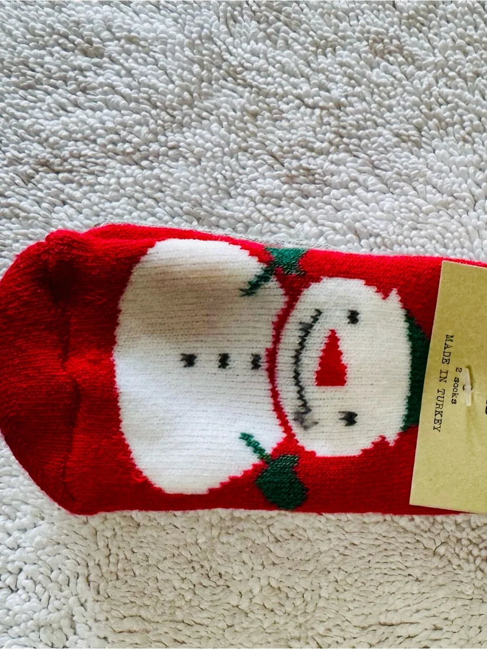 Zara Red White Green Snowman Kids Socks